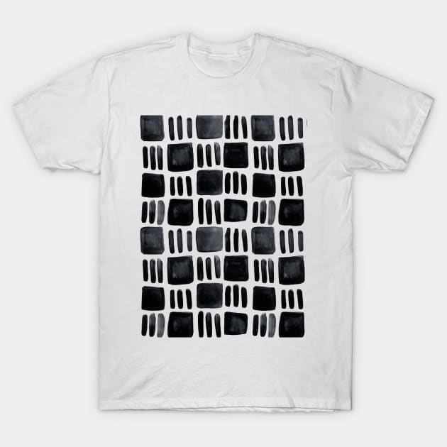 Watercolor abstract squares - black and white T-Shirt by wackapacka